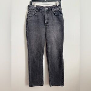 Free People Size 30 Straight Leg Mid-rise Black Faded Denim